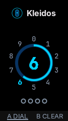 La pantalla de PIN de Kleidos en un StickC Plus S3, con el arco a mitad de recorrido.